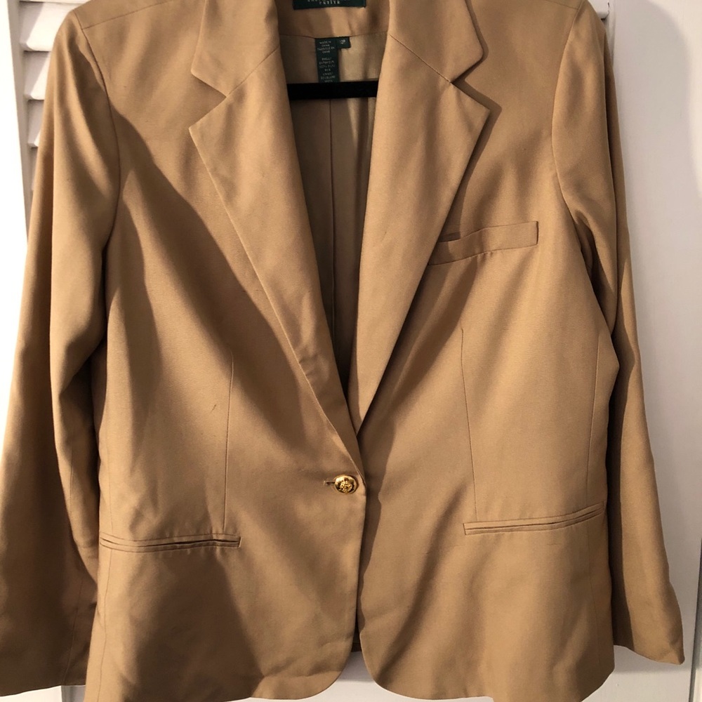 Ralph Lauren Camel Blazer with Gold Buttons Sz 12P